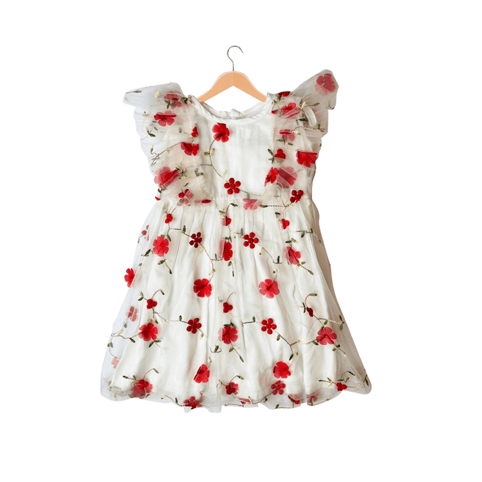 Girls Fashion Frock Red Net - Keedlee - girls dresses - Bangladesh