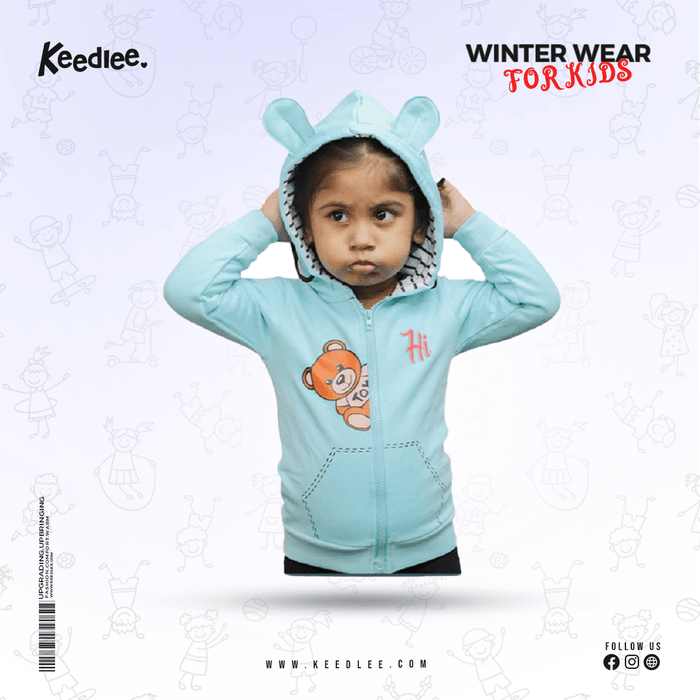 Skyblue Catoon Hoodie - Keedlee - boys and girls hoodie - Bangladesh
