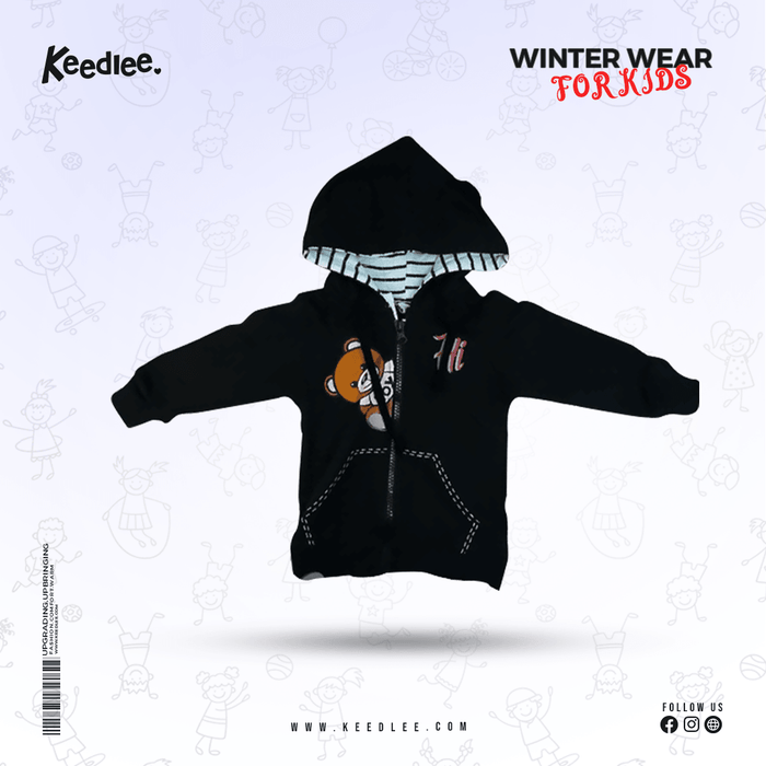 Cartoon Hoodie Black - Keedlee - baby boys and girls hoodie - Bangladesh