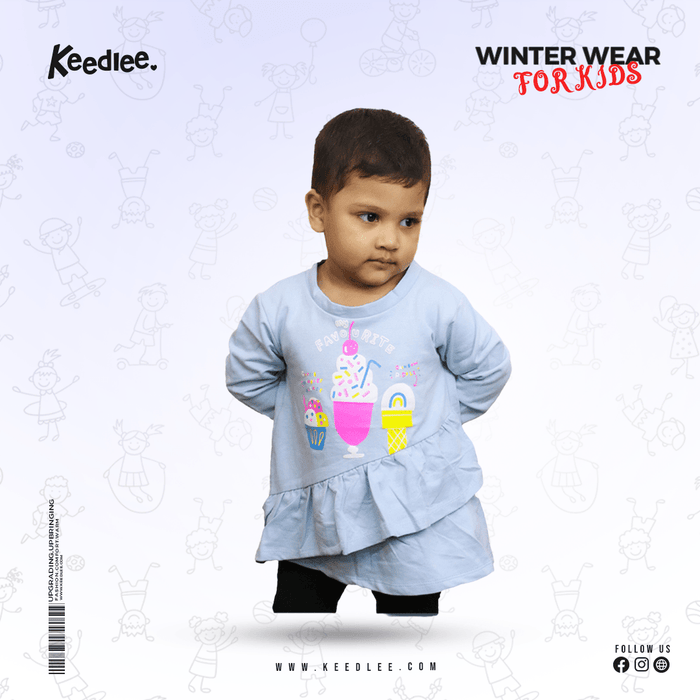 Frock grils Sky-Blue - Keedlee - girls frock - Bangladesh