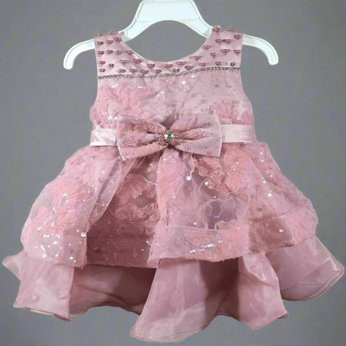 Girls Fashion Peach Party Wear Frock - Keedlee - little girl dress - Bangladesh