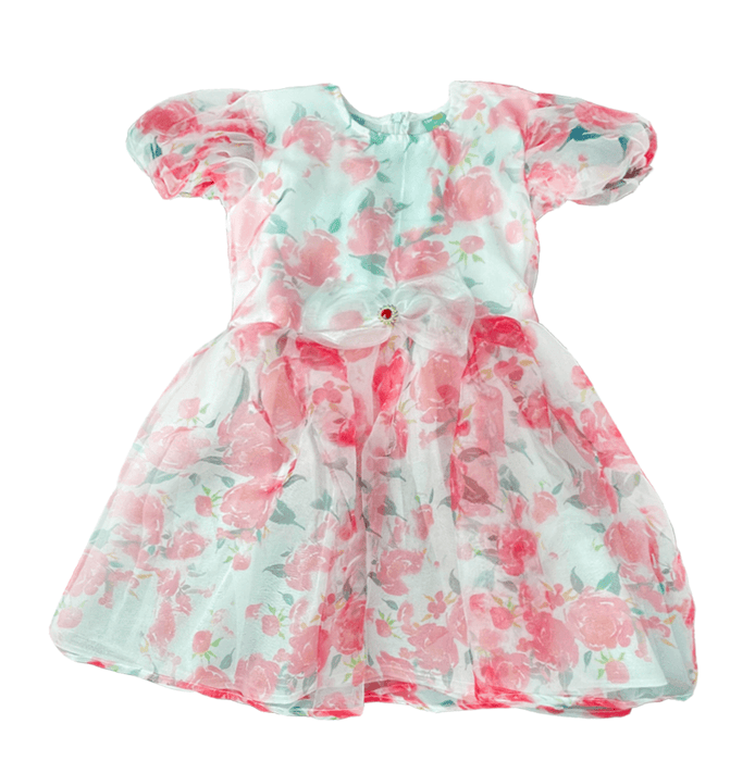 Floral Organza Berry Girls Dress 01 - Keedlee - GIRLS FASHION - Bangladesh