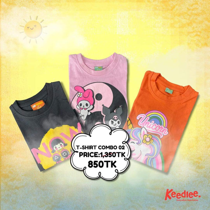 T-SHIRT COMBO 02 - Keedlee - girl t-shirt - Bangladesh