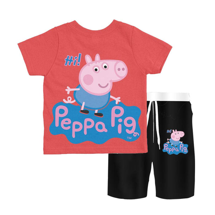 PEPPA PIG ORANGE TSHIRT SET - Keedlee - girls short and t-shirt sets - Bangladesh