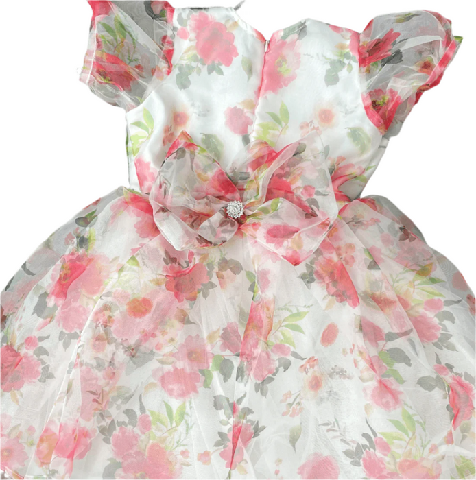 Floral Organza Berry Girls Dress 02 - Keedlee - GIRLS FASHION - Bangladesh