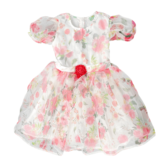 Floral Organza Berry Girls Dress 02 - Keedlee - GIRLS FASHION - Bangladesh