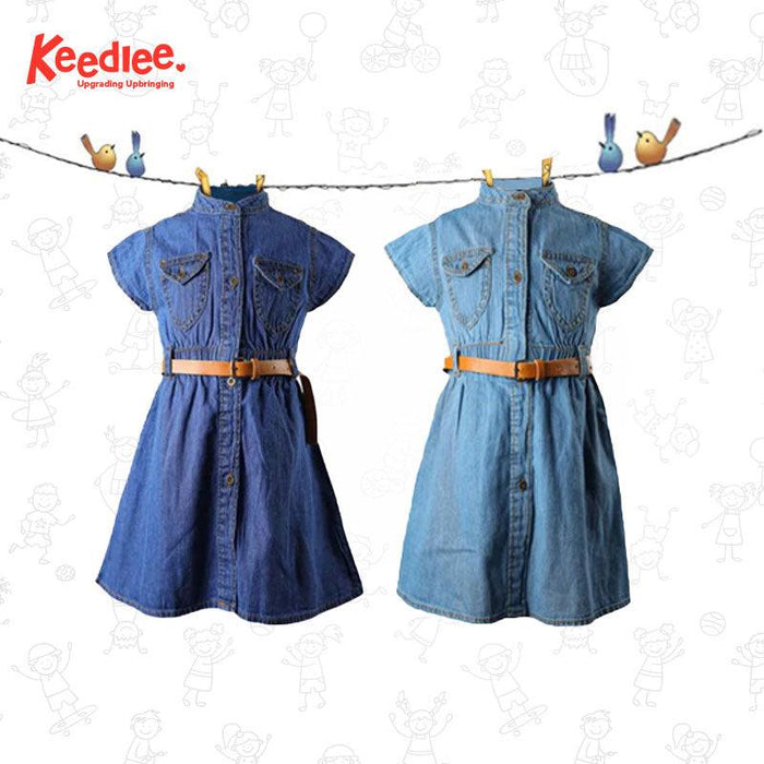 DENIM GIRLS TOP WITH BELT - Keedlee - GIRLS DENIM TOP WITH BELT - Bangladesh