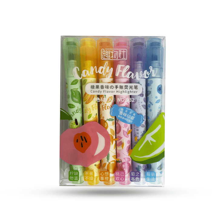 6 piece ice cream 
flavoured highligter set with stamp - Keedlee