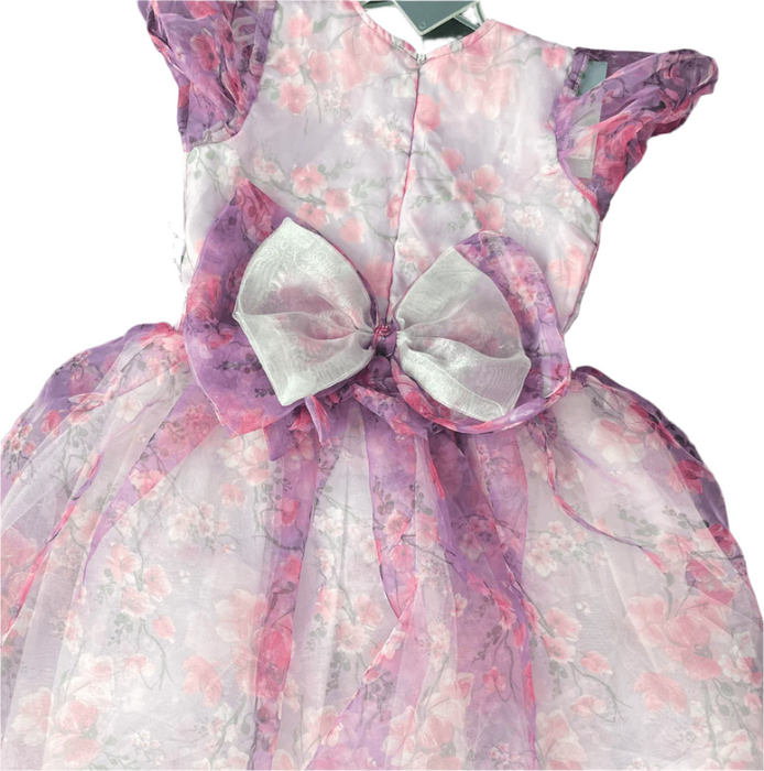 Floral Organza Berry Girls Dress 04 - Keedlee - GIRLS FASHION - Bangladesh