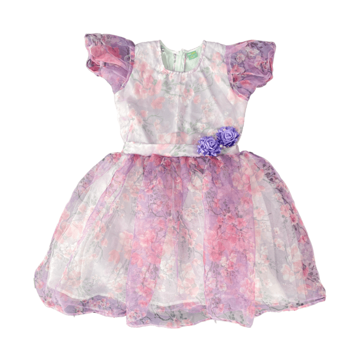 Floral Organza Berry Girls Dress 04 - Keedlee - GIRLS FASHION - Bangladesh