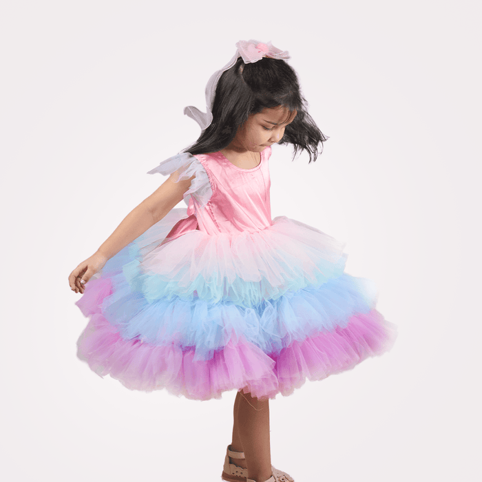 Net Satin Party Frock - Keedlee - GIRLS FASHION - Bangladesh