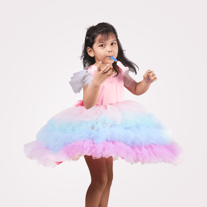 Net Satin Party Frock - Keedlee - GIRLS FASHION - Bangladesh