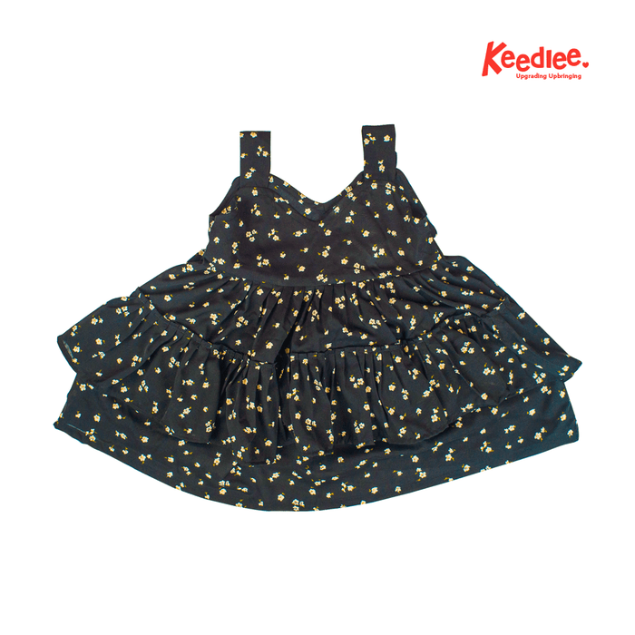 Black half sleeves floral top - Keedlee - little girl top - Bangladesh