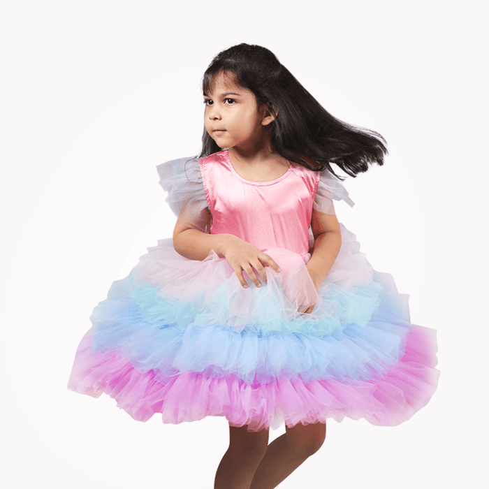 Net Satin Party Frock - Keedlee - GIRLS FASHION - Bangladesh
