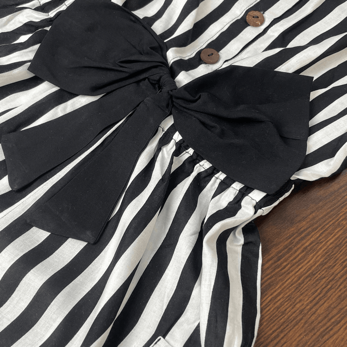 GIRLS JUMPSUIT WHITE & BLACK STRIPES - Keedlee - GIRLS FASHION - Bangladesh
