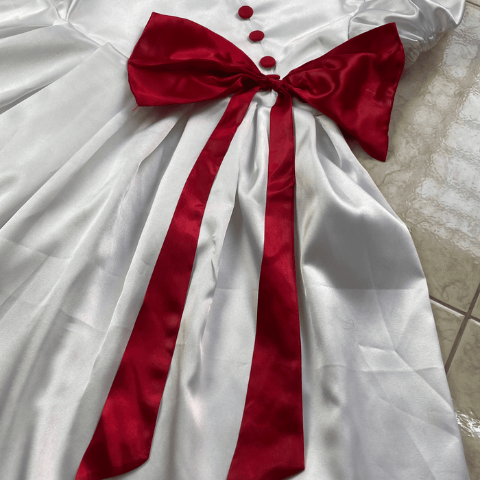 WHITE SATIN FRONT RED BOW - Keedlee - girls dresses - Bangladesh
