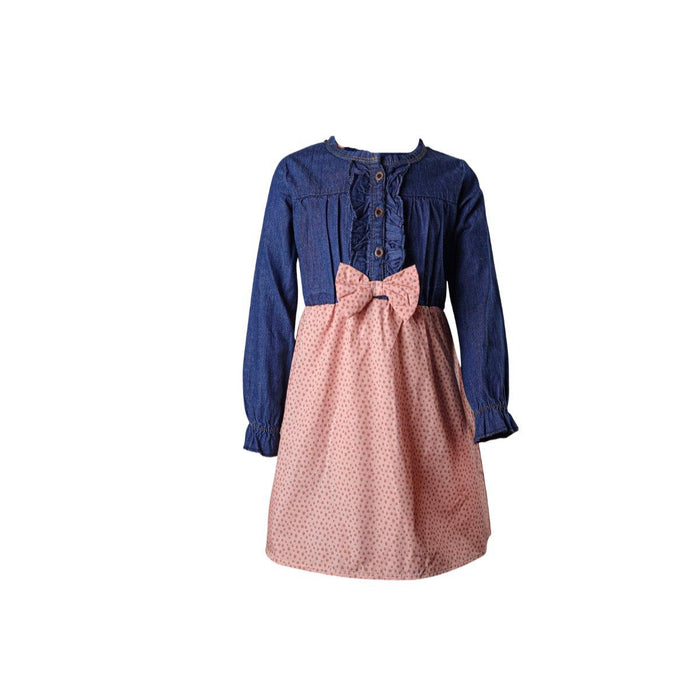 Denim Girls Frock Pink - Keedlee - little girl dress - Bangladesh