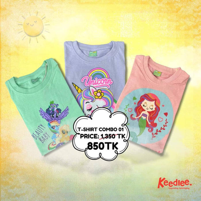 T-SHIRT COMBO 01 - Keedlee - girl t-shirt - Bangladesh