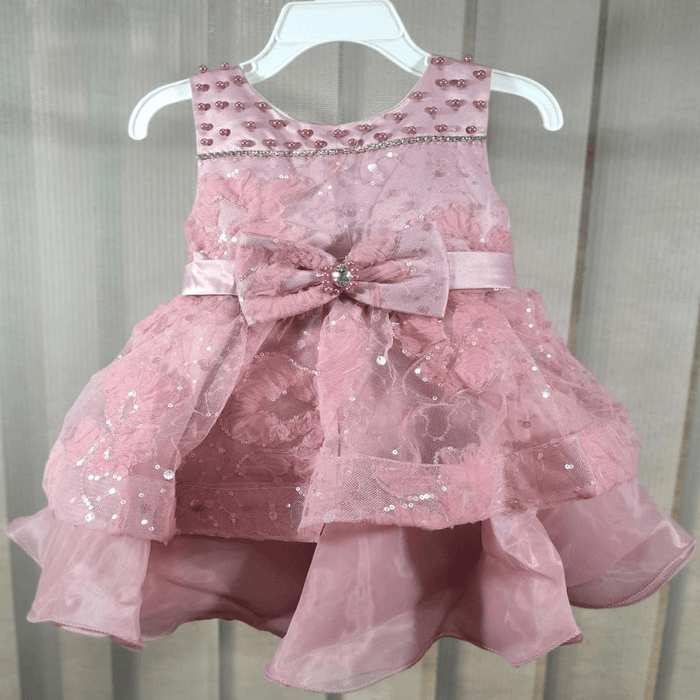 Girls Fashion Peach Party Wear Frock