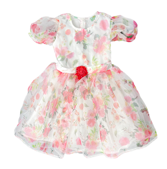 Floral Organza Berry Girls Dress 02