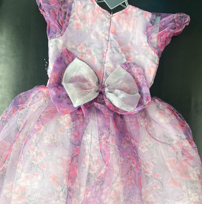 Floral Organza Berry Girls Dress 04