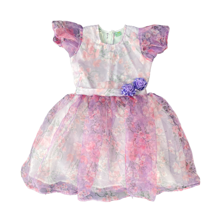 Floral Organza Berry Girls Dress 04