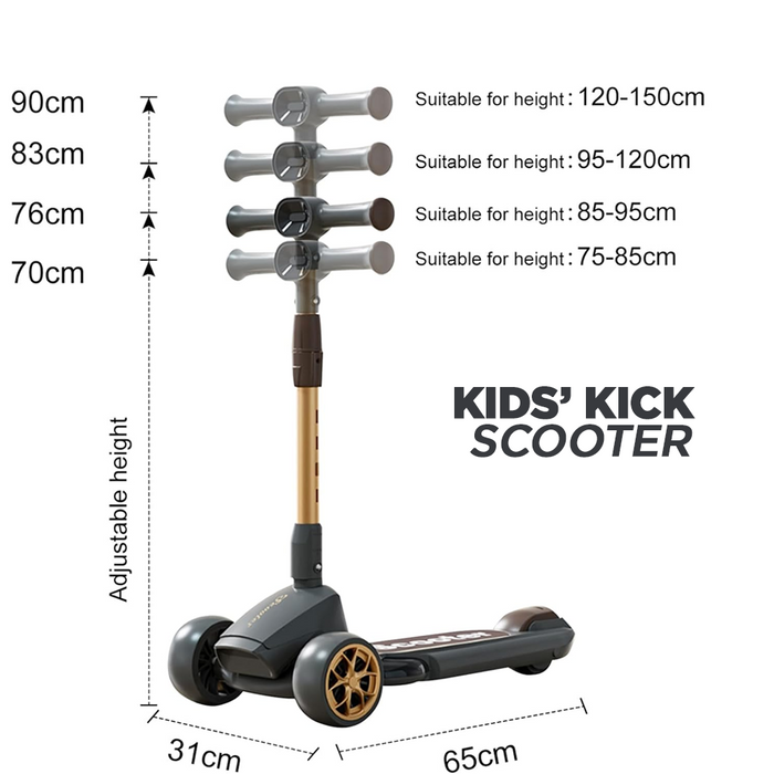 Premium Adjustable Kids Scooter with Headlight & Music.