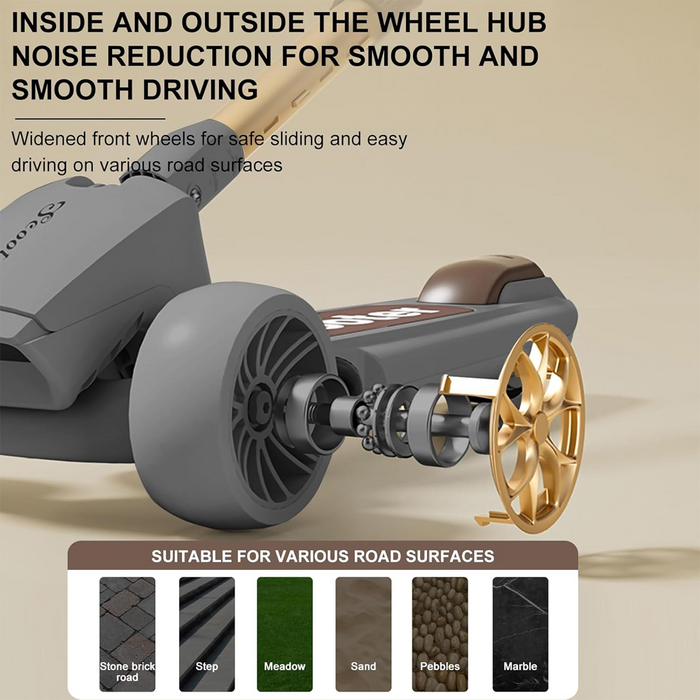 Premium Adjustable Kids Scooter with Headlight & Music.