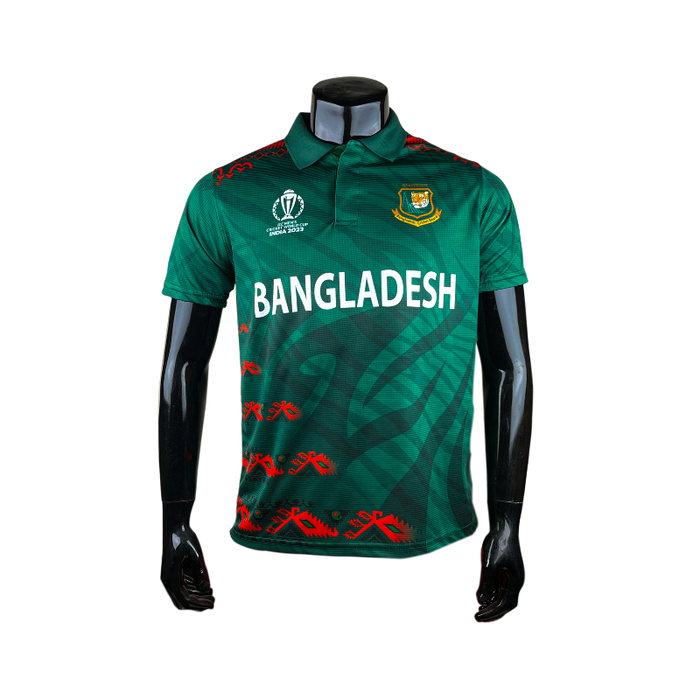 Bangladesh ODI Cricket World Cup Jersey 2023. The official jersey for the Bangladesh national cricket team in the ICC Cricket World Cup 2023. Available in sizes for kids and adults. Bangladesh ODI Cricket World Cup Jersey 2023 official jersey kids jersey 