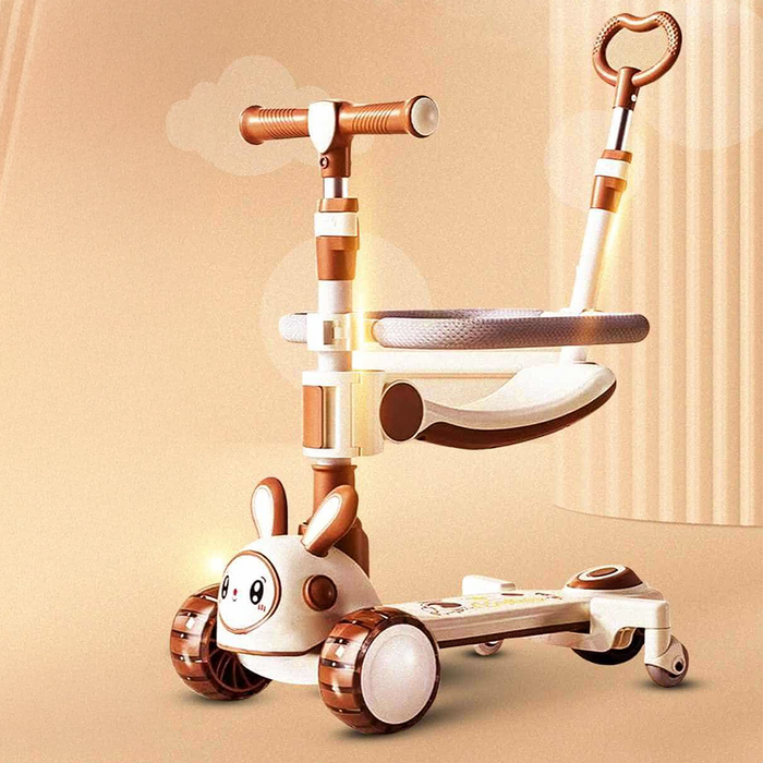 Premium 4-in-1 Convertible Bunny Kids Scooter with Lights