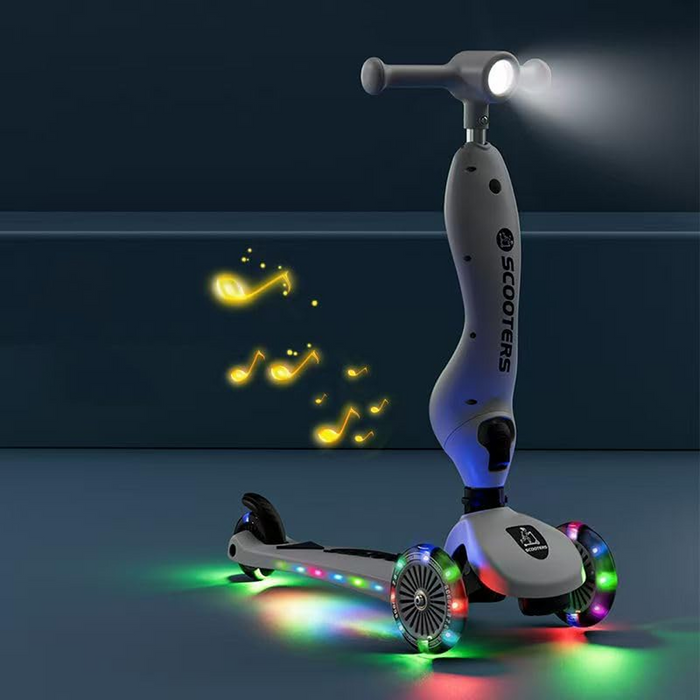 2-in-1 Kids’ Light & Music Scooter – White Edition