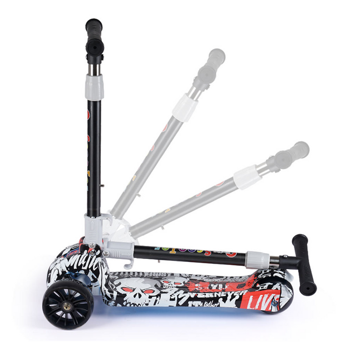 Adjustable Foldable Kids Scooter with LED Wheels & Graffiti Design