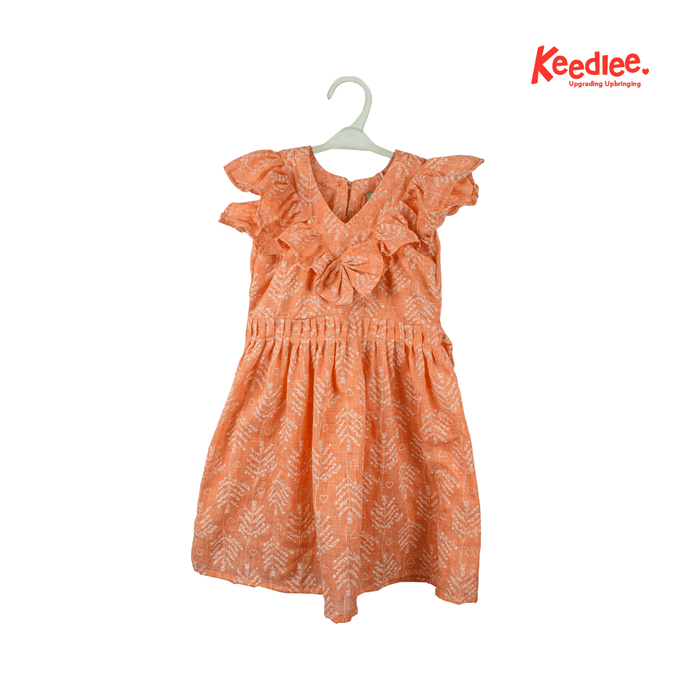 Peach sleevless frock - Keedlee - girl sleevless frock - Bangladesh