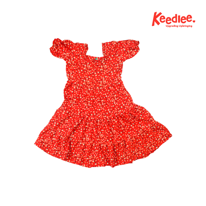 Red floral printed dress - Keedlee - little girl sleevless top - Bangladesh