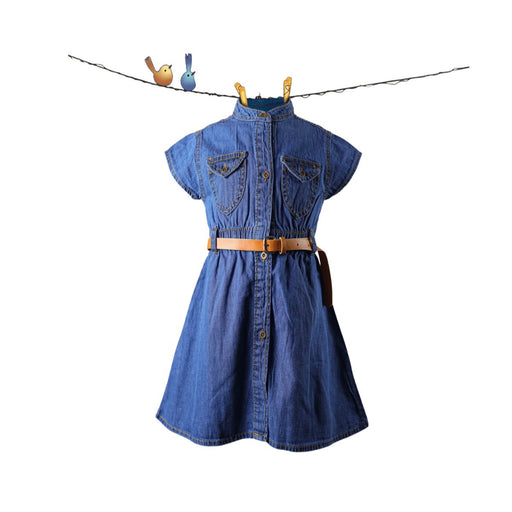 Denim Girls Top with Belt - Keedlee